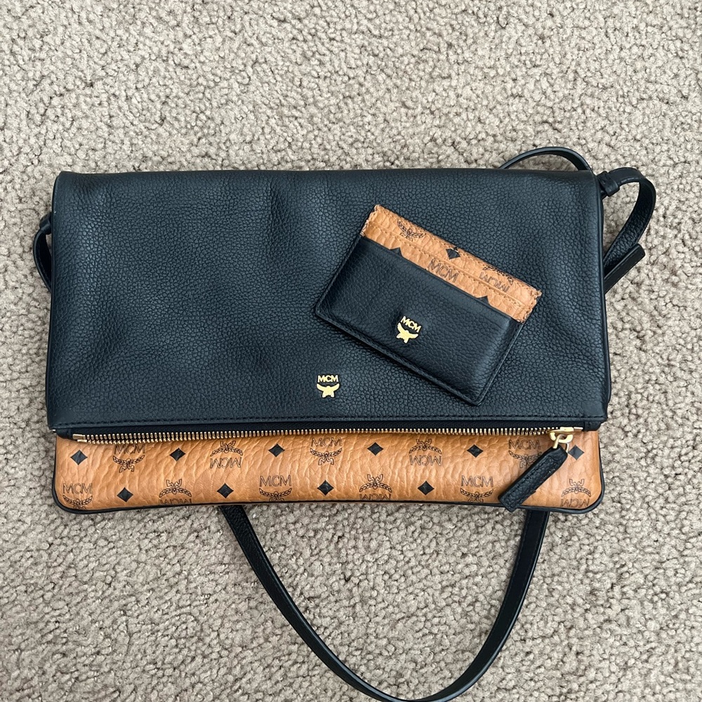 MCM LEATHER BAG WITH MATCHING WALLET